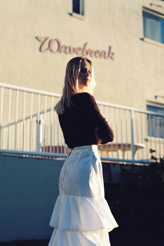 Vintage 'Señorita' White Ruffle Skirt