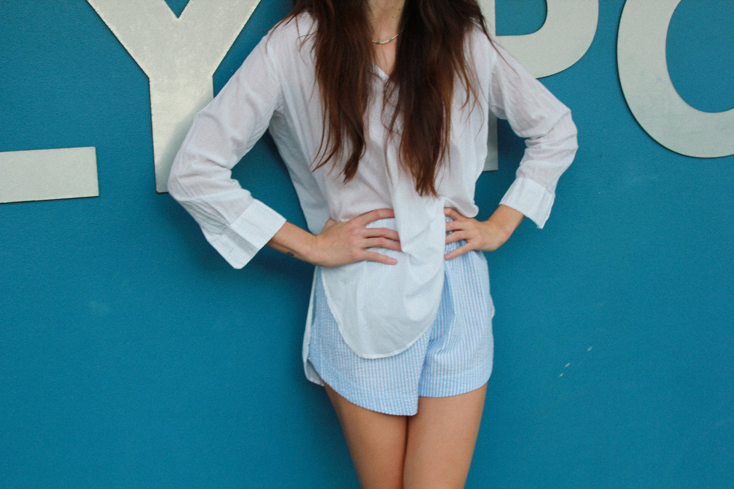 Dream Cotton Shorts ~ Sky Blue Stripe